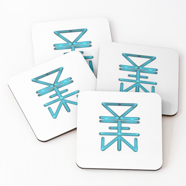 Item preview, Zen, stylized minimalist neon teal blue calligraphy handwriting script  designed and sold by hollycooper.