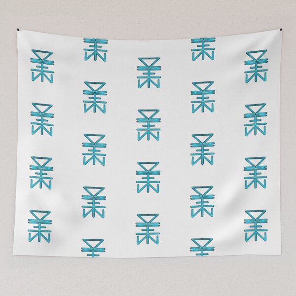 Item preview, Zen, stylized minimalist neon teal blue calligraphy handwriting script  designed and sold by hollycooper.