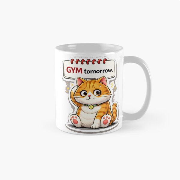 Item preview, GYM Tomorrow Cat Sticker – Funny Lazy Workout Cute Cat Meme designed and sold by MoodPawsCo.