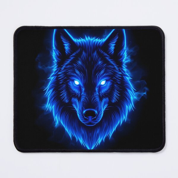 Item preview, Electric Blue Neon Wolf Dark Aesthetic Art designed and sold by DreamyWallVibes.