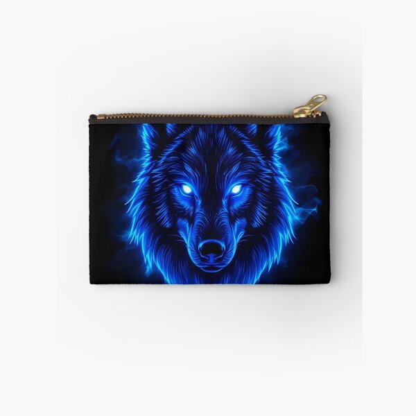 Item preview, Electric Blue Neon Wolf Dark Aesthetic Art designed and sold by DreamyWallVibes.
