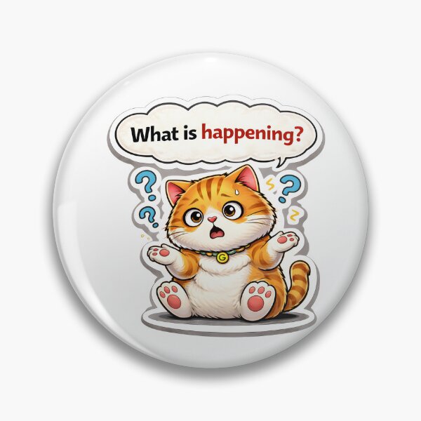 Item preview, What Is Happening Cat Sticker – Funny Confused Cute Reaction Meme designed and sold by MoodPawsCo.