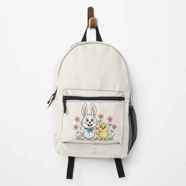 Item preview, Cute Kawaii Easter Bunny and Chick with Flowers designed and sold by PixelQ.