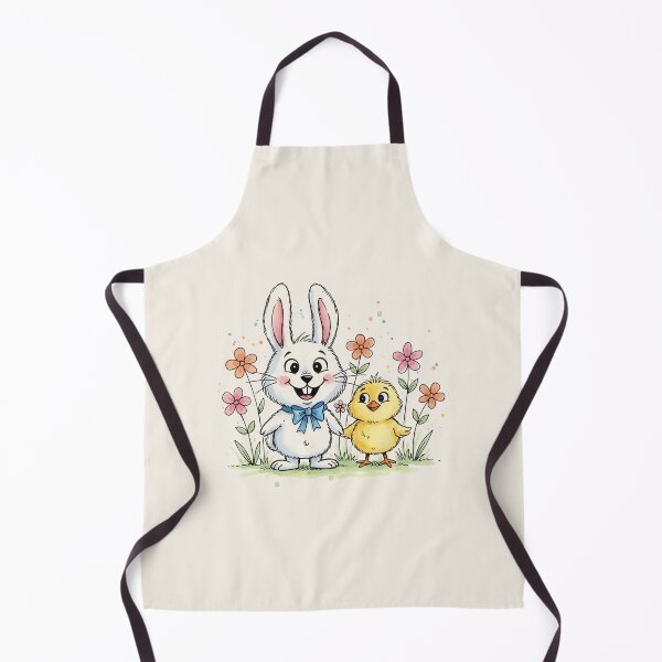 Item preview, Cute Kawaii Easter Bunny and Chick with Flowers designed and sold by PixelQ.