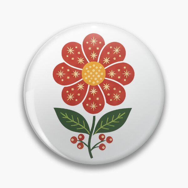 Item preview, Folk Art Red Daisy – Scandinavian Folk Art by heidiannemorris © designed and sold by FOLK ART FUSION.