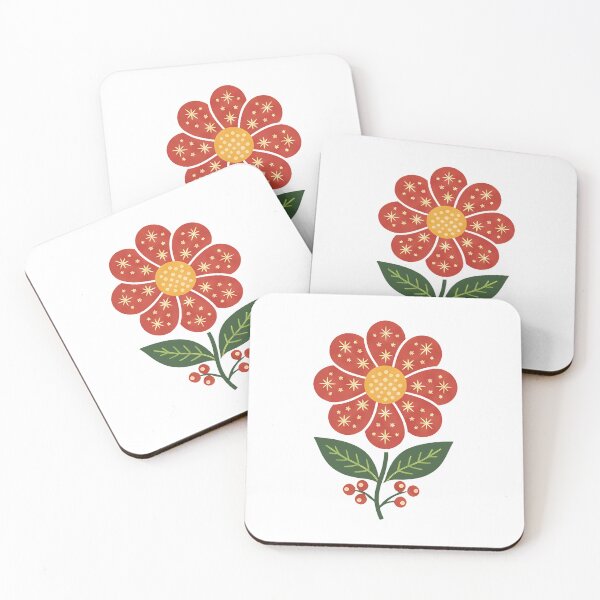 Item preview, Folk Art Red Daisy – Scandinavian Folk Art by heidiannemorris © designed and sold by FOLK ART FUSION by heidiannemorris.