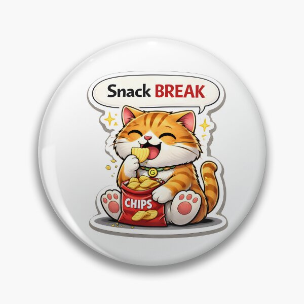 Item preview, Snack Break Cat Sticker – Cute Happy Cat Food Lover Funny Meme designed and sold by MoodPawsCo.