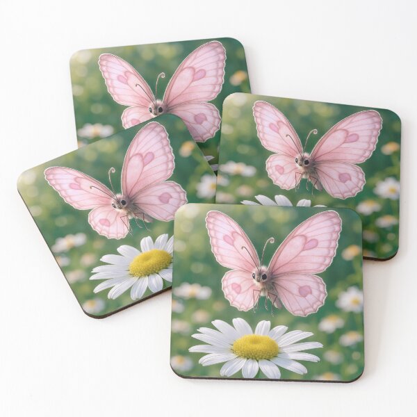 Item preview, Pink Girly Butterfly Hovering Over a Daisy designed and sold by Maria Dryfhout.