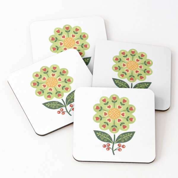 Item preview, Folk Art Green Daisy – Scandinavian Folk Art by heidiannemorris © designed and sold by FOLK ART FUSION by heidiannemorris.