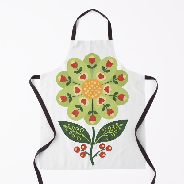 Item preview, Folk Art Green Daisy – Scandinavian Folk Art by heidiannemorris © designed and sold by FOLK ART FUSION.
