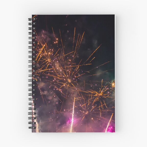 Item preview, Colorful Fireworks Explosions Lighting Night Sky With Golden Sparks And Purple Haze designed and sold by Nmallia.