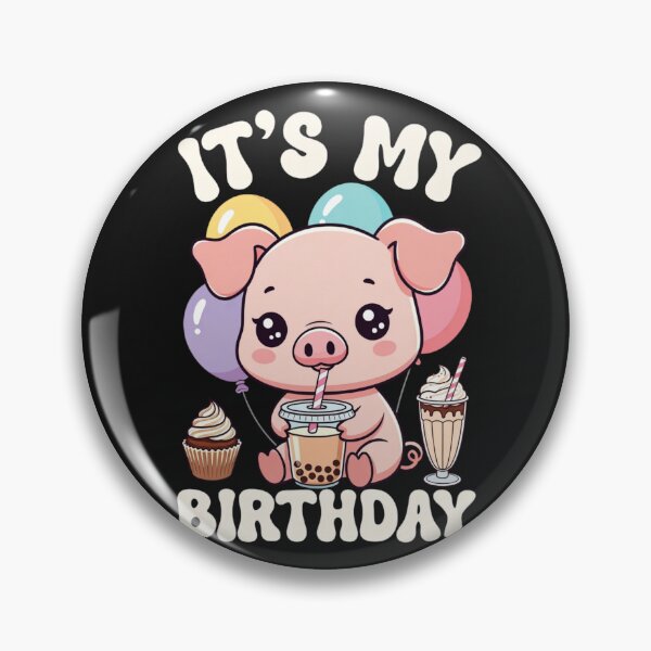 Item preview, It's My Birthday Cute Pig Bubble Tea Celebration designed and sold by GrumpySableye.