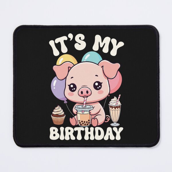 Item preview, It's My Birthday Cute Pig Bubble Tea Celebration designed and sold by GrumpySableye.