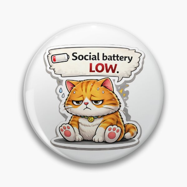 Item preview, Social Battery LOW Cat Sticker – Introvert Mood Cute Angry Cat Meme designed and sold by MoodPawsCo.