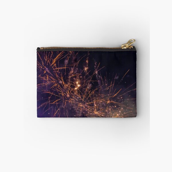 Item preview, Colorful Fireworks Explosions Lighting Night Sky With Golden Sparks And Purple Haze designed and sold by Nmallia.