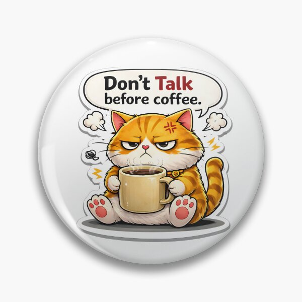 Item preview, Don’t Talk Before Coffee Angry Cat Funny Sticker designed and sold by MoodPawsCo.