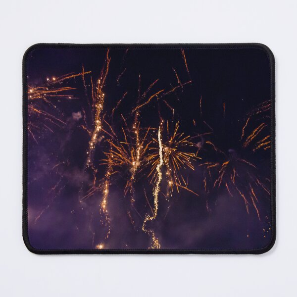 Item preview, Colorful Fireworks Explosions Lighting Night Sky With Golden Sparks And Purple Haze designed and sold by Nmallia.