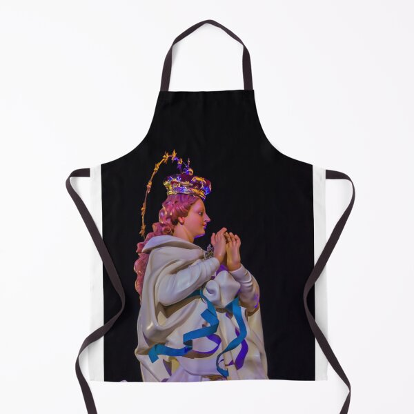 Item preview, Religious Statue Portrait With Golden Crown Star Halo White Robe Blue Ribbon Against Dark Night Sky designed and sold by Nmallia.