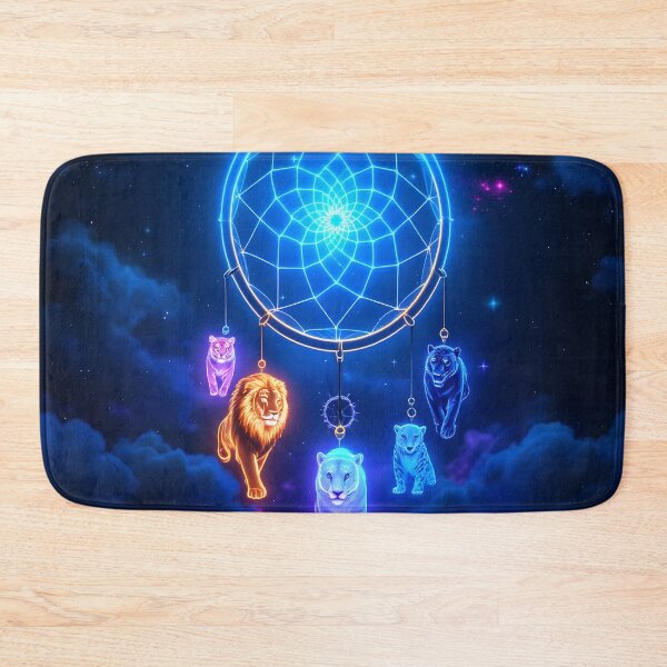 Item preview, Neon Dreamcatcher Lion Tiger Spirit Animals designed and sold by DreamyWallVibes.