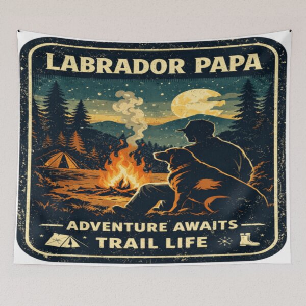 Item preview, Labrador Papa – Campfire Night Adventure Trail Life | Dog Dad Outdoor Gift designed and sold by PawPrintCustom.