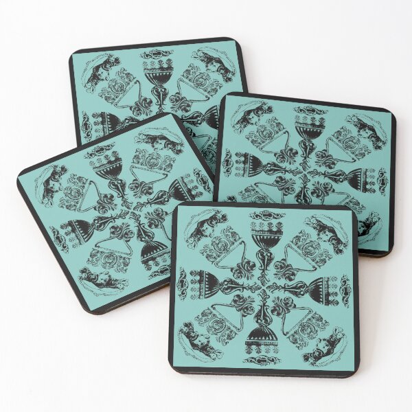 Item preview, Antique Furniture Decorations Radial Black on Teal designed and sold by Digitalmyth's Designs.