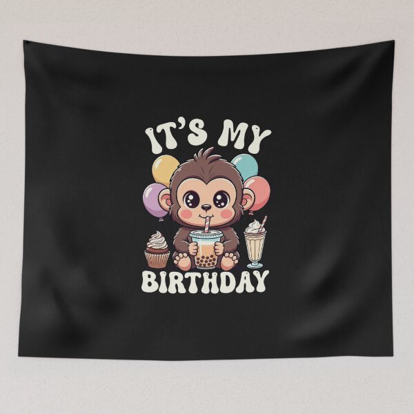 Item preview, It's My Birthday Monkey Boba Tea Lover Celebration designed and sold by GrumpySableye.