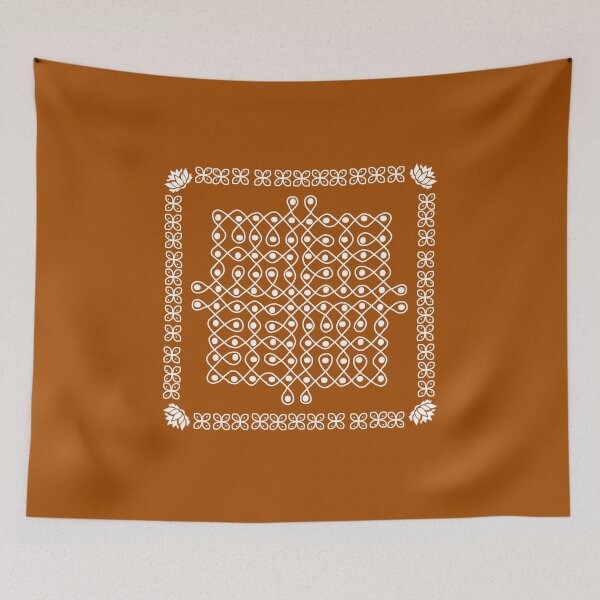 Item preview, Sikku Kolam Geometric Loop Pattern - Dark Background designed and sold by ShreecreatE.