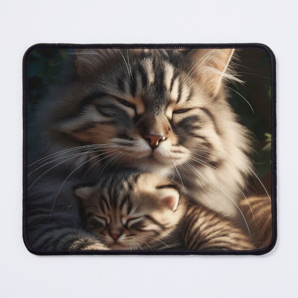 Item preview, Sleeping Maine Coon Mother Cat and Kitten Cozy Night designed and sold by Jaani-T.