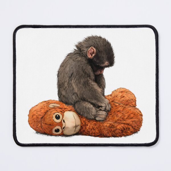 Item preview, Lonely Punch Monkey Sitting on Orange Plushie Emotional Mental Health Art designed and sold by Gargamal.