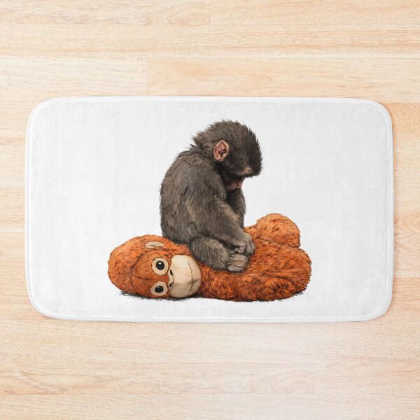 Item preview, Lonely Punch Monkey Sitting on Orange Plushie Emotional Mental Health Art designed and sold by Gargamal.