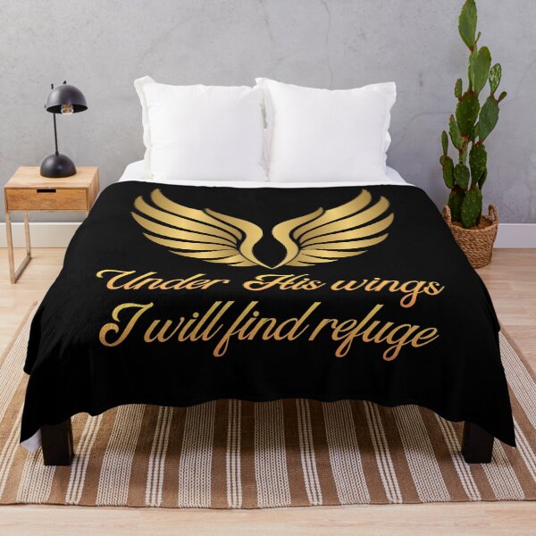 Item preview, Under His Wings - Golden Psalm 91 Bible Verse Christian designed and sold by Ceramic Scripture.