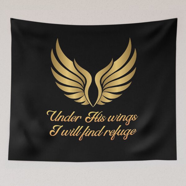 Item preview, Under His Wings - Golden Psalm 91 Bible Verse Christian designed and sold by Ceramic Scripture.