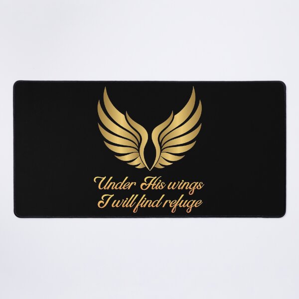 Item preview, Under His Wings - Golden Psalm 91 Bible Verse Christian designed and sold by Ceramic Scripture.