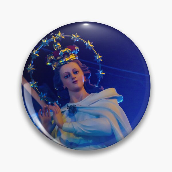 Item preview, Virgin Mary Statue On Parade With Halo Of Stars Under Blue Stage Lighting And Draped Robe designed and sold by Nmallia.