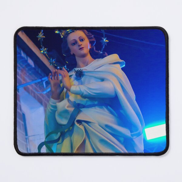 Item preview, Virgin Mary Statue On Parade With Halo Of Stars Under Blue Stage Lighting And Draped Robe designed and sold by Nmallia.