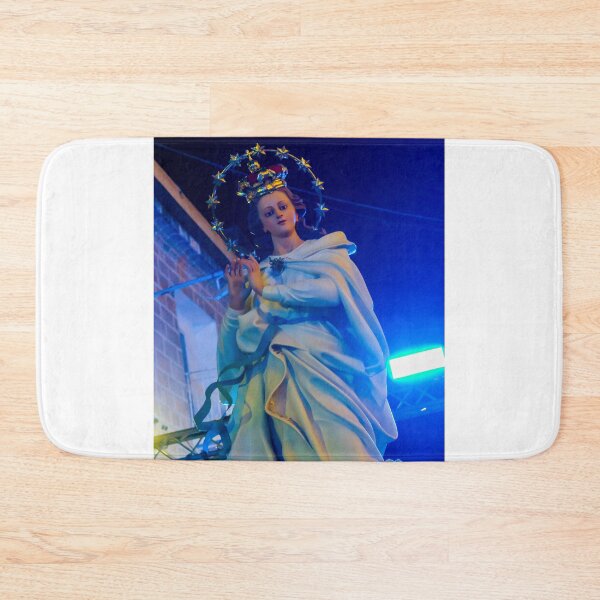 Item preview, Virgin Mary Statue On Parade With Halo Of Stars Under Blue Stage Lighting And Draped Robe designed and sold by Nmallia.