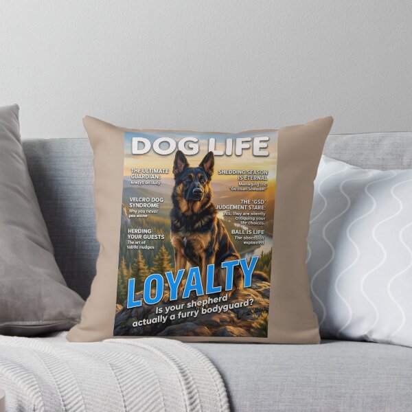 Item preview, German Shepherd Loyalty: Funny Dog Life Magazine Cover Art designed and sold by FrancophileFun.