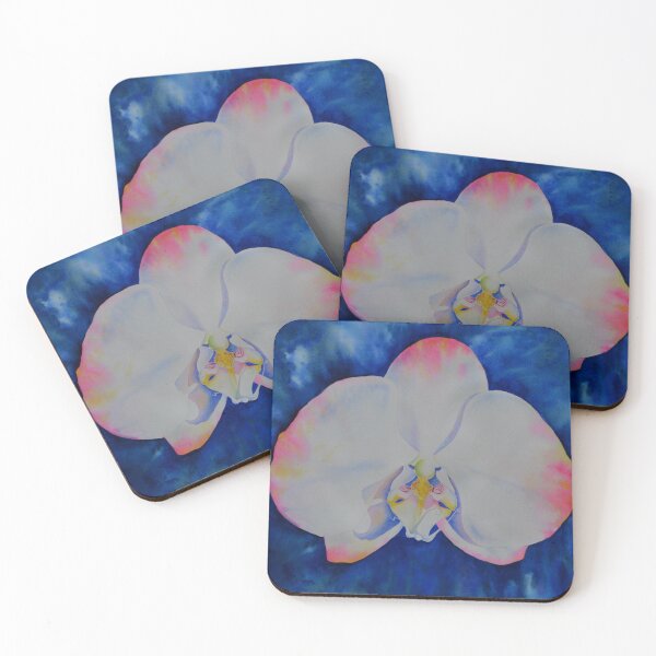 Item preview, Pink blush romantic white watercolor orchid painting  designed and sold by hollycooper.