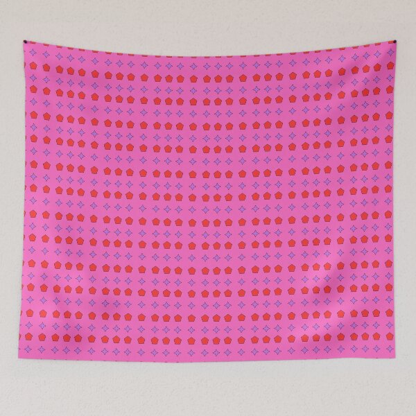 Item preview, Red Pentagons and Magenta Stars on Pink background pattern designed and sold by fev-rocks.