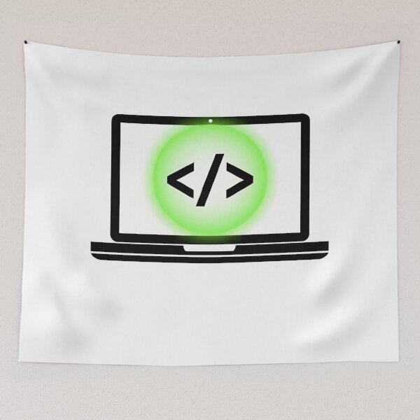 Item preview, ​Developer Laptop with Glowing Code Symbol Art designed and sold by RickyStick.