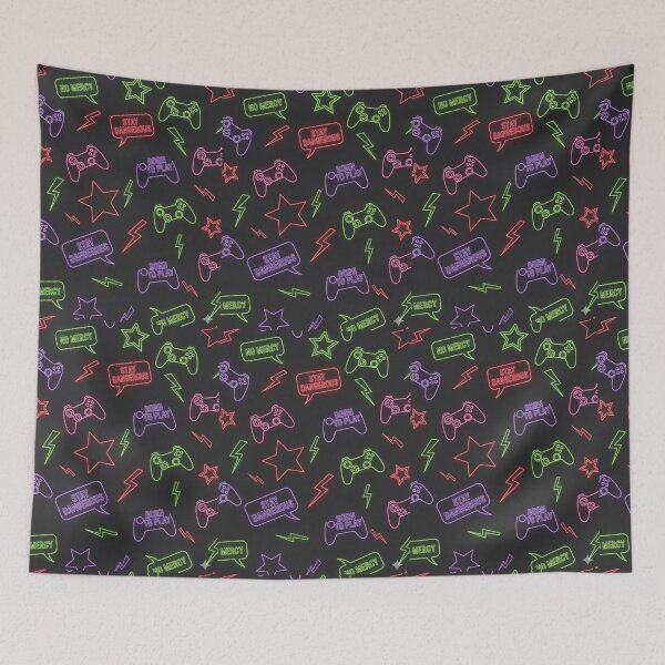 Item preview, Play Hard Neon Gamer Pattern designed and sold by StickVerse by Owais.