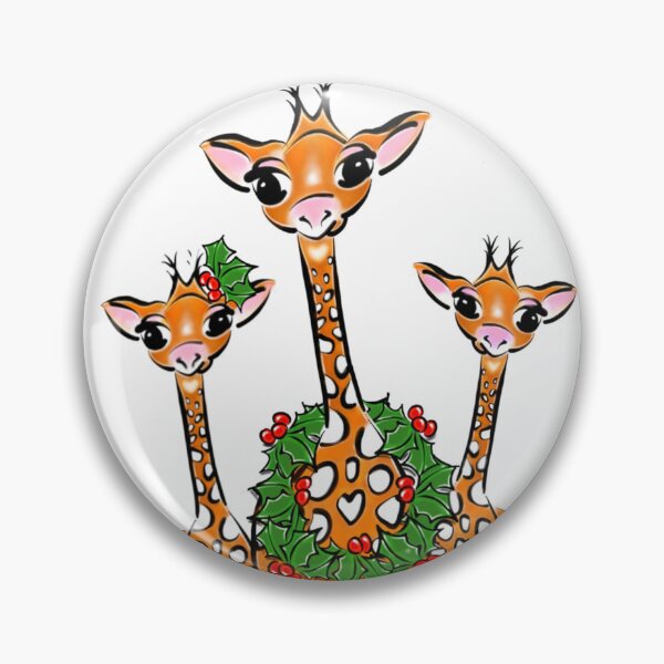 Item preview, Christmas Giraffe Family, cute illustration with red-green Holly Wreath designed and sold by hollycooper.
