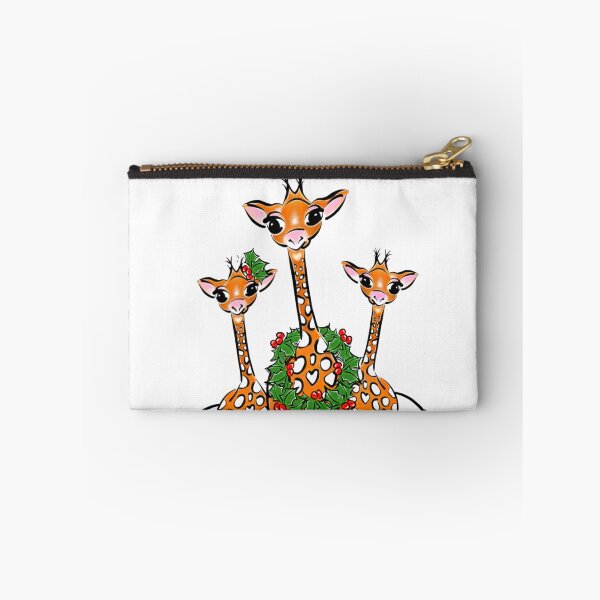 Item preview, Christmas Giraffe Family, cute illustration with red-green Holly Wreath designed and sold by hollycooper.