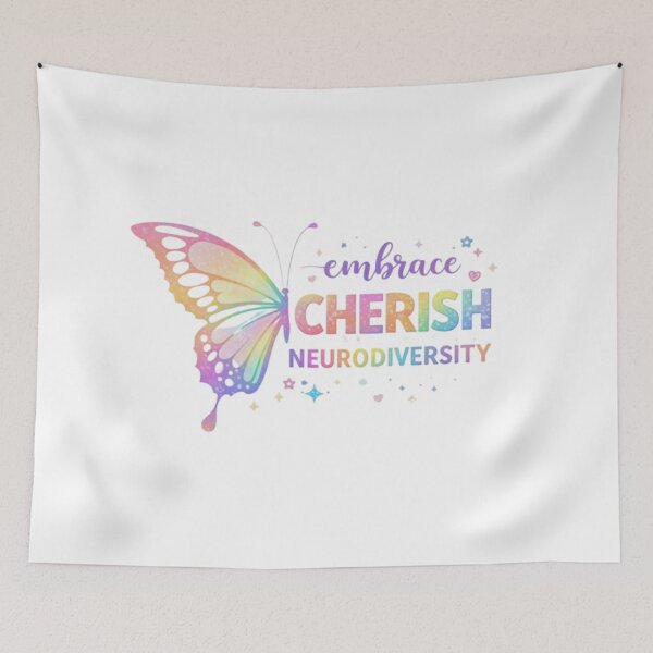 Item preview, Embrace Cherish Neurodiversity – Rainbow Butterfly Autism Acceptance Design designed and sold by DesignNadine.