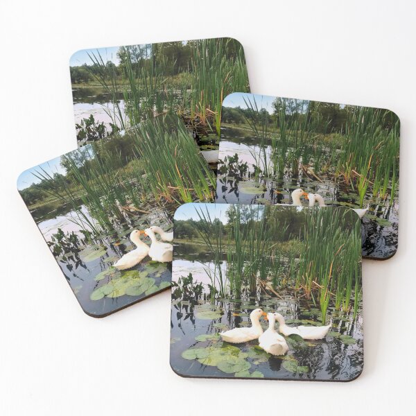 Item preview, Elegant White ducks water scene lake view  designed and sold by hollycooper.