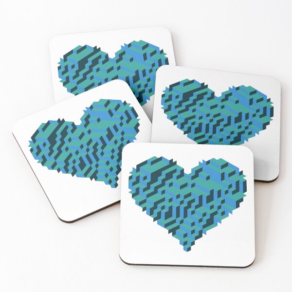 Item preview, Isometric Cube Heart — Green Blue Dark Voxel Heart designed and sold by tilinger.