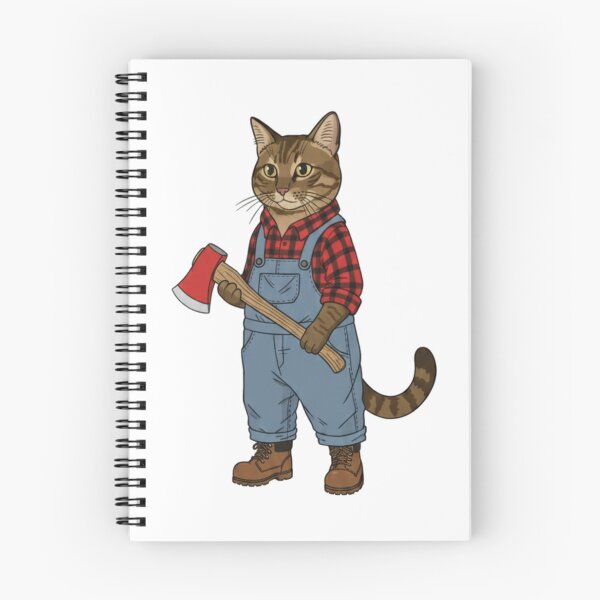 Item preview, Brown Tabby Cat Lumberjack in Flannel and Overalls designed and sold by octozap.