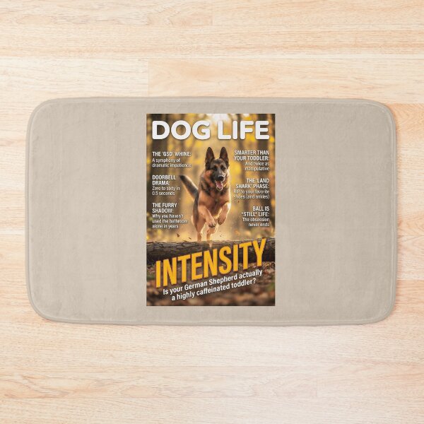 Item preview, German Shepherd Intensity: Funny Dog Life Magazine Cover Art designed and sold by FrancophileFun.