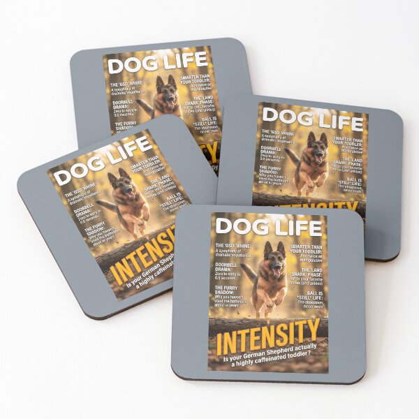 Item preview, German Shepherd Intensity: Funny Dog Life Magazine Cover Art designed and sold by FrancophileFun.
