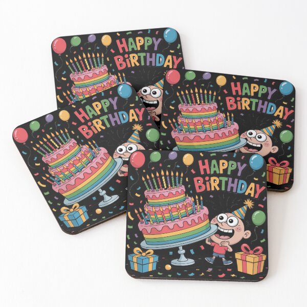 Item preview, Happy Birthday Rainbow Cake Surprise – Excited Kid with Giant Party Cake designed and sold by Midnight Veil Designs.